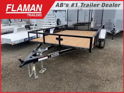 2024 OASIS 10' UTILITY TRAILER 77in. Wide x 10' Length Axle: (1) 3000lb Idler Spring Axle Tires: ST2...