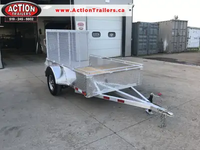 ACTION SERIES 5 X 8 ALL ALUMINUM UTILITY TRAILER WITH SOLID ALUMINUM SIDES AND TOP TIE DOWN RAIL (CO...