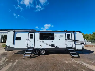 Brand new model for 2025. Double bunks in the rear with 2 piece bath and small desk area. Queen bed...