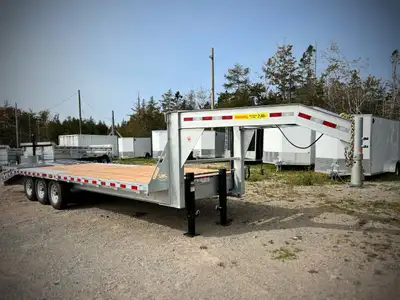 www.gdequip.ca FINANCING AVAILABLE 25' deck plus 5' beavertail spring loaded mega ramps 40" wide 3 x...
