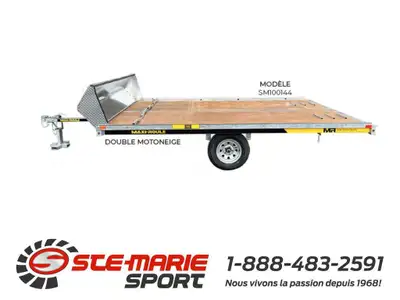 REMORQUE DOUBLE A MOTONEIGE MAXI-ROULE -Déflecteur -Simple essieu 3500Lbs -100x144 -Galvanisée photo...
