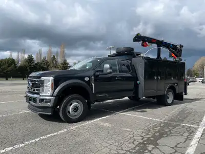 2025 Black Ford F550 Super Cab Mechanics Service Truck Package 11’ Aluminum Service Body with 60” Hi...