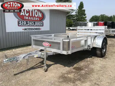 HOMEOWNERS SPACE-SAVER SERIES 5 X 10 ALUMINUM UTILITY TRAILER WITH SOLID ALUMINUM SIDES AND REMOVABL...