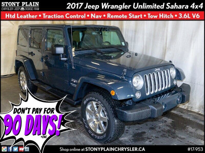  2017 Jeep Wrangler Unltd Sahara - Htd Leather, Nav, Remote, V6