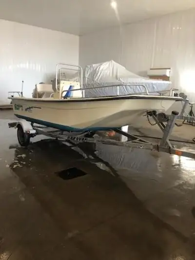 Rare find, check out this Skiff. INCLUDES : galvanized trailer, Center console, bow platform