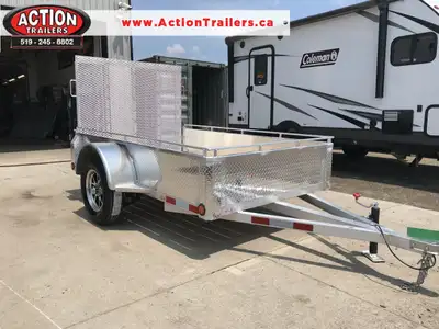 ACTION SERIES 5 X 8 ALL ALUMINUM UTILITY TRAILER WITH SOLID ALUMINUM SIDES AND TOP TIE DOWN RAIL (CO...