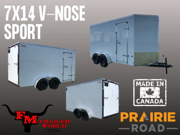 2026 Prairie Road 7'x14' Cargo Sport Trailer Tandem White Ramp D in Cargo & Utility Trailers in Calgary