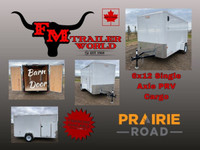 2023 Prairie Road 6x12 Cargo Trailer Single Axle White Barn Door