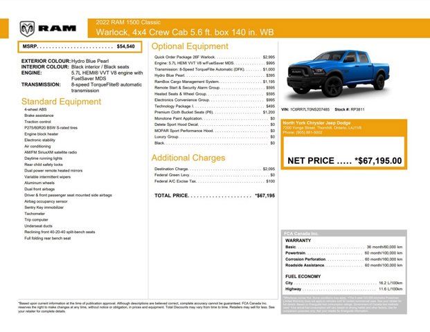 2022 RAM 1500 Classic Warlock 4x4 Crew Cab 5'7 Box RamBox