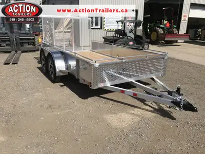 ACTION SERIES 6 X 12 ALL ALUMINUM UTILITY TRAILERS WITH SOLID ALUMINUM SIDES AND TOP TIE DOWN RAIL (...