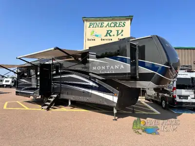 Keystone Montana fifth wheel 3780RL highlights: Dual-Sink Vanity Full Paint 2 A/Cs 2 TVs 2 Power Awn...