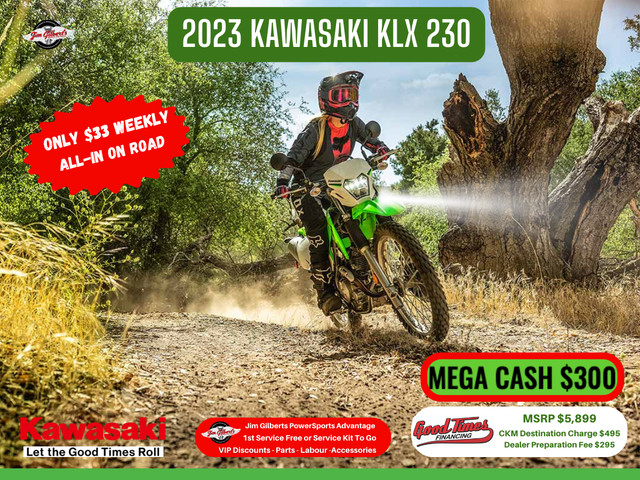 2023 KAWASAKI KLX 230 - Only $33 Weekly, All-in in Dirt Bikes & Motocross in Fredericton