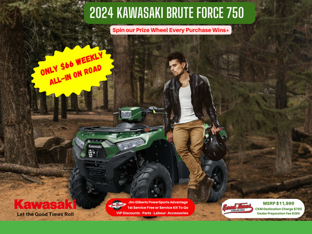 2024 KAWASAKI BRUTE FORCE 750 - Only $66 Weekly in ATVs in Fredericton