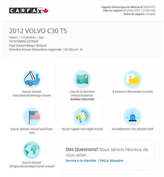 2012 VOLVO C30 T5 FWD/CRUISE/BLTH/AC/MAGS/AUCUN ACCIDENT/230500K in Cars & Trucks in City of Montréal - Image 2