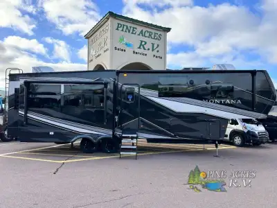 Keystone Montana fifth wheel 3231CK highlights: Kitchen Island 2 A/C units 2 Power Awnings Fully Aut...