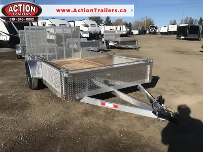 ACTION SERIES 80" X 12' ALUMINUM UTILITY TRAILER WITH SOLID ALUMINUM SIDES AND TOP TIE-DOWN RAIL (CO...
