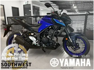 2024 Yamaha MT-03 • All-In Pricing 2024 MT-03 Description With its sophisticated engine, lightweight...
