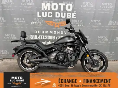 Kawasaki Vulcan S 650 ABS 2023 SEULEMENT 1 725 KM FREINS ABS PARE-BRISE PROTÈGE-MOTEUR DOSSIER PASSA...