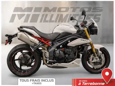 TRIUMPH Speed Triple R ABS 2013 Blanche 34842 km au compteur. Motos Illimitées Terrebonne. Prix de v...