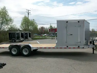 PLATE-FORME NEUVE GALVANISER HYBRID AVEC CARGO AVANT 8' X 7' X 6'HT. PLATE-FORME ARRIERE 81'' X17'.7...