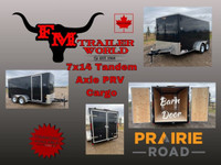 2023 Prairie Road 7x14 Cargo Trailer Tandem Black Barn Doors 2x3