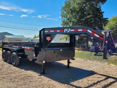 MAKE: PJ TRAILERS MODEL: HD LOW PRO TRIAXLE GOOSENECK DUMP TRAILER 8" I-BEAM FRAME SIZE: 7' X 16' AX...
