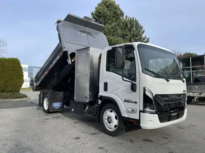 2025 Isuzu NRR Regular Cab Dump Truck Package 11’ Steel Dump Box with single lever fold down sides a...