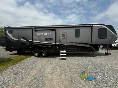 Dutchmen Astoria Platinum Series fifth wheel 3603LFP highlights: Rear Bedroom Bath and a Half Dual E...
