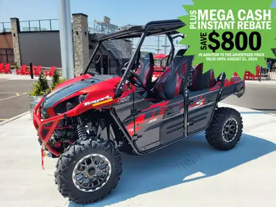 Eager for action, the four-passenger Teryx4 side by side is built to tackle tough trails. With the p...