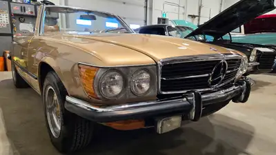 1973 Mercedes-Benz 450 SL Convertible. Nice survivor car. Gold paint is said to be factory original...