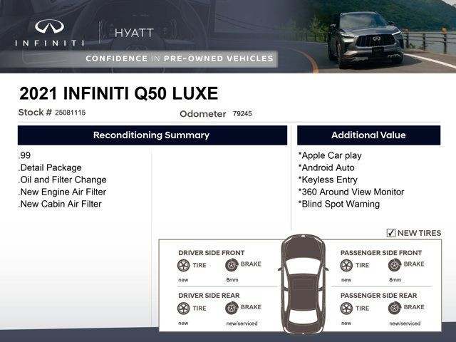 2021 INFINITI Q50 LUXE|One Owner|No Accident|Apple Carplay in Cars & Trucks in Calgary - Image 2