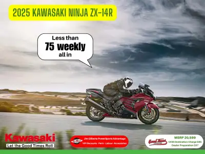 Less than $75 Weekly, All-in On the RoadOwn the Drag Strip and the Street Ride the 2025 Ninja ZX-14R...