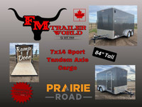 2024 Prairie Road 7x14 Sport Cargo Trailer Tandem Charcoal Ramp 