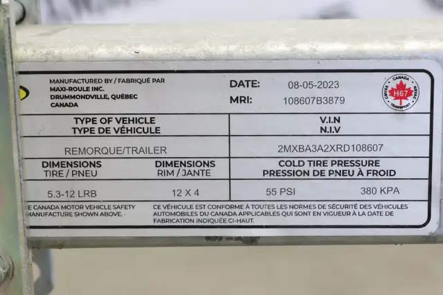 2024 Maxi-Roule REMORQUE POUR MOTOMARINE WC1500 (JET MASTER 1500 in Cargo & Utility Trailers in Laurentides - Image 12