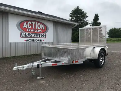 ACTION SERIES 5' X 8' ALUMINUM UTILITY TRAILER WITH REAR MESHED STRAIGHT GATE! Locally built by Menn...