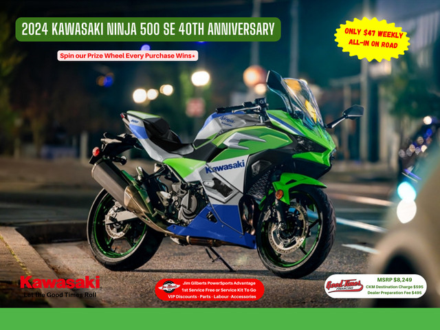 2024 KAWASAKI NINJA 500 SE 40TH ANNIVERSARY - Only $47 Weekly in Sport Bikes in Fredericton