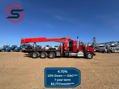 LOW KMS! 2015 Kenworth T800 Tri Drive with Terex General 65 Telelect Digger Derrick Helical Screw Pi...