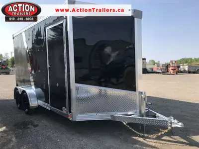 IDEAL CARGO 7X14 GALVANIZED ENCLOSED TRAILER WITH REAR RAMP DOOR WITH 12in. EXTRA HEIGHT AND TWO TON...