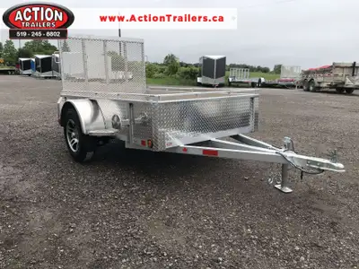 ACTION SERIES 5' X 8' ALUMINUM UTILITY TRAILER WITH REAR MESHED STRAIGHT GATE! Locally built by Menn...