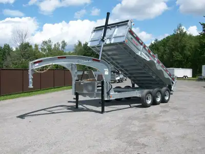 GOOSE NECK DOMPEUR NEUVE GALVANISER K-TRAIL 80'' X16' 3 ESSIEUX 7000LBS. CYLINDRE CENTRALE LUMIERE L...
