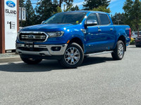 This 2019 Ford Ranger Lariat has a Lightning Blue Exterior and Ebony Leather Interior with seating f... (image 1)