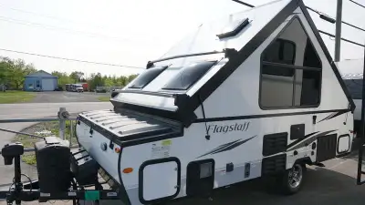 2021 Forest River Flagstaff Hard Side Pop-Up Campers T12RBST Vacations like a travel trailer and sto...