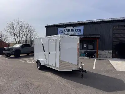 Grand River Trailer Sales Cargo trailer 6x12+Vee, 6.6 interior height ramp door SPECS weight-1100LB...