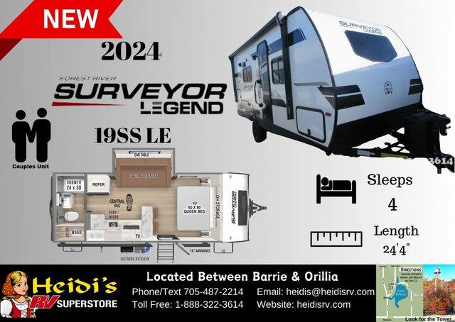 2024 FOREST RIVER SURVEYOR LEGEND 19SSLE (REAR BATH*) in Travel Trailers & Campers in Barrie - Image 2