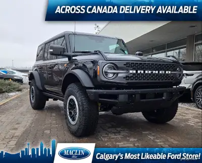 This brand new SHADOW BLACK 2025 FORD BRONCO BADLANDS is powered by a 2.7L V6 ECOBOOST ENGINE THAT'S...