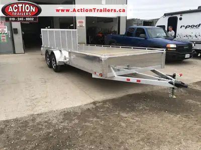 ACTION SERIES 80" X 20 HD ALL ALUMINUM UTILITY TRAILER WITH SOLID ALUMINUM SIDES AND TOP TIE DOWN RA...