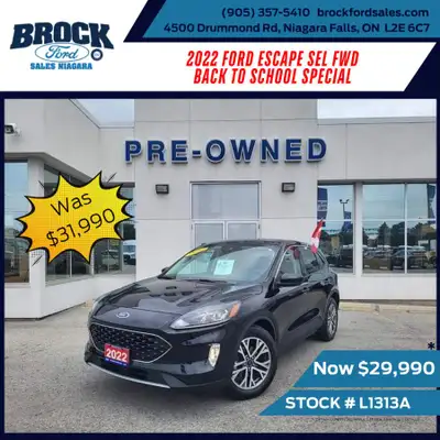 2022 Ford Escape SEL FWD 1.5L Ecoboost Engine ActiveX faux leather, heated front seats & heated stee...