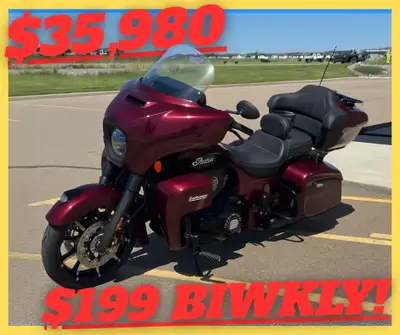 PAYMENTS AS LOW AS $199 BI WKLY! OWNER SELLING 2024 INDIAN ROADMASTER DARKHORSE IN MAROON METALLIC I...