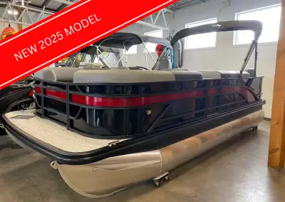 2025 Bennington 20 SSR Stern Fish Finished in Smooth Gemini Black with Absolute Red Panel Accent and...