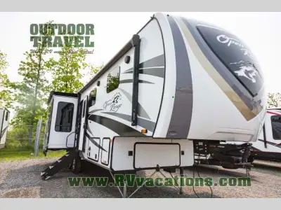 Highland Ridge Open Range fifth wheel OF284RLS highlights: Rear Living Area Fireplace Kitchen Island...
